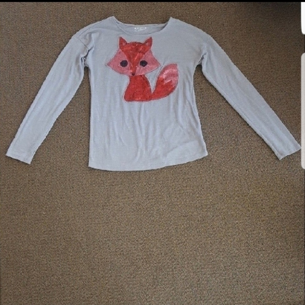 Arizona Jeans Girls Sequin Fox Long Sleeve Shirt